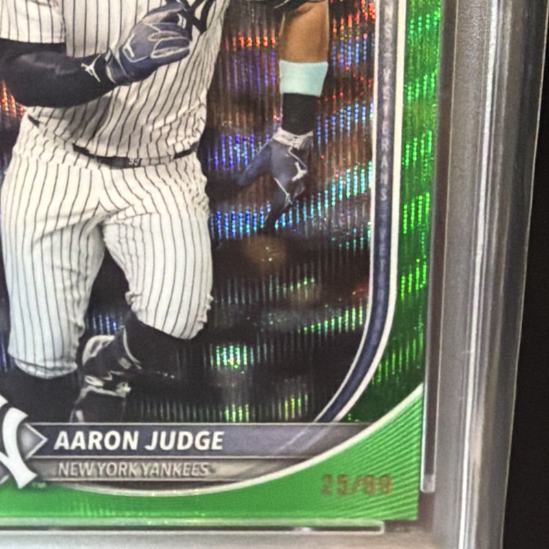 2025 Bowman Chrome - Aaron Judge, Aaron Judge #99 Green Wave Refractor /99 PSA 9 view 2