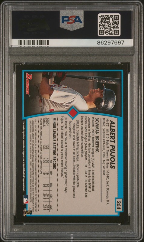2001 Bowman Gold Albert Pujols #264 PSA 8 view 2
