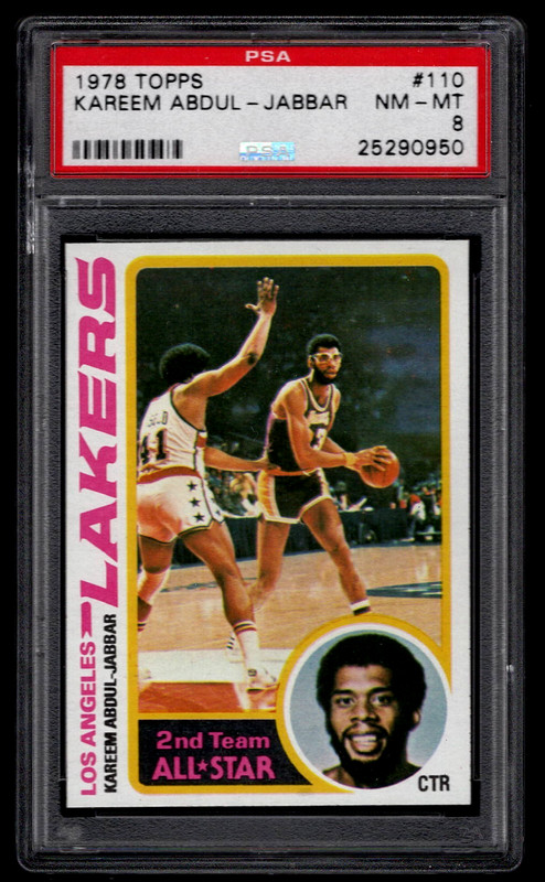 KAREEM ABDUL-JABBAR 1978 TOPPS BASKETBALL CARD #110 PSA GRADED 8 NM-MT HOF