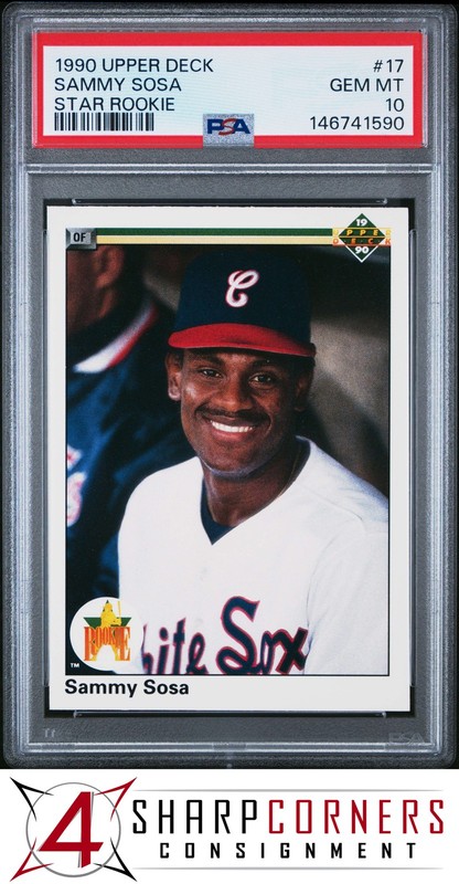 1990 UPPER DECK STAR ROOKIE #17 SAMMY SOSA RC WHITE SOX PSA 10