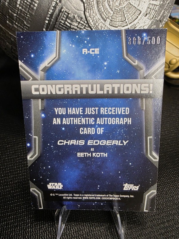2020 Topps Star Wars Holocron Chris Edgerly as Eeth Koth Autograph A-CE /500 view 2