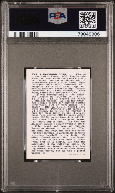 1950-56 Callahan Hall Of Fame Ty Cobb PSA 8 view 2