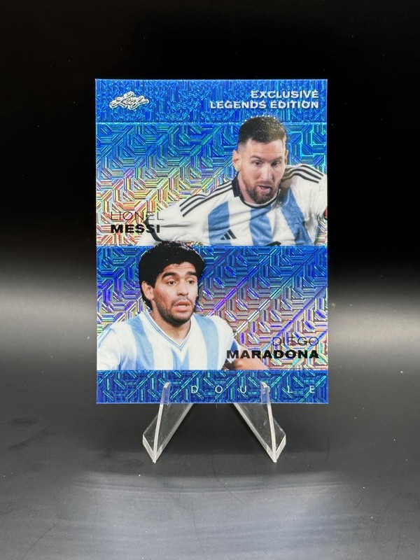 Diego Maradona & Lionel Messi 2025 Leaf Metal Dual Blue /20 RC