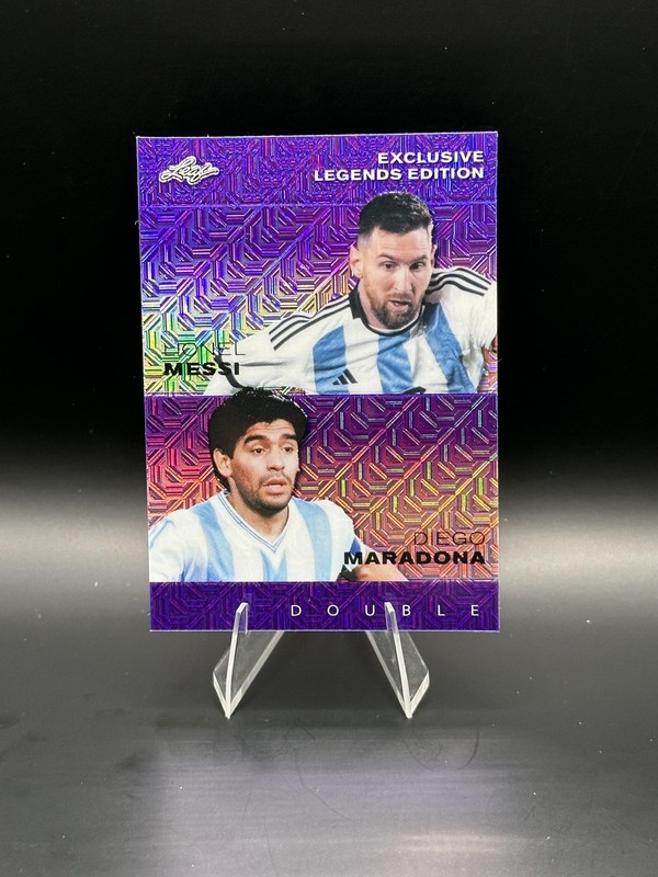 Diego Maradona & Lionel Messi 2025 Leaf Metal Dual Purple /15 RC