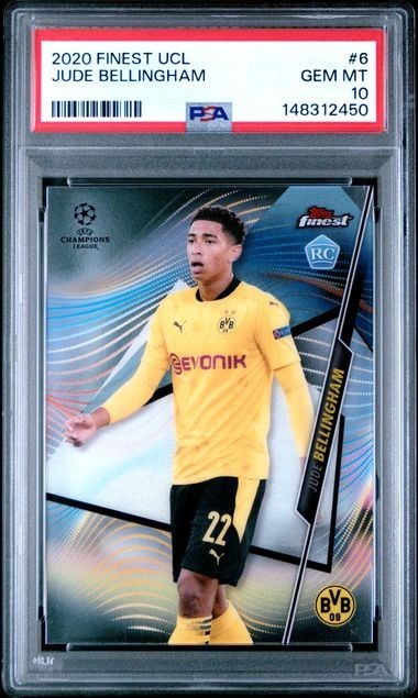 2020 TOPPS FINEST CHAMPIONS LEAGUE #6 JUDE BELLINGHAM ROOKIE RC PSA 10
