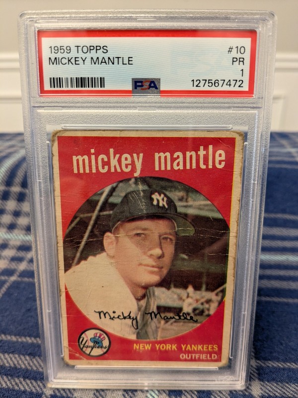 1959 Topps #10 Mickey Mantle PSA 1 view 2