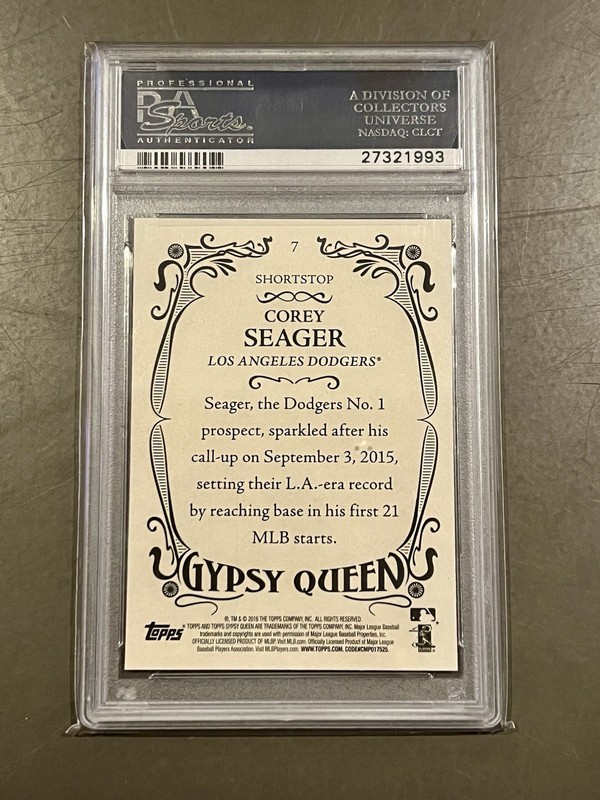 2016 Topps Gypsy Queen #7 Corey Seager Rookie Running PSA 10 Dodgers view 2