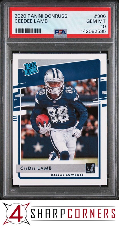 2020 PANINI DONRUSS #306 CEEDEE LAMB RC RATED ROOKIE COWBOYS PSA 10