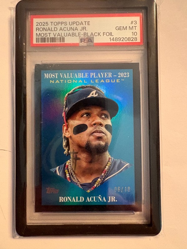 2025 Tops Update Ronald Acuna Jr Most Valuable Player #3 Black Foil PSA 10 6/10