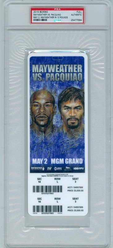 RARE $5000 MGM GRAND FLOYD MAYWEATHER VS. MANNY PAQUIAO  FULL BOXING TICKET PSA!