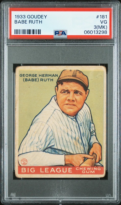 1933 Goudey Babe Ruth #181 PSA 3 MK