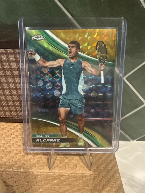 2025 Topps Chrome Carlos Alcaraz Serial Gold Geometric Tennis Card 12/50 