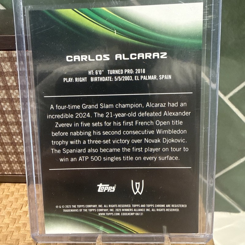 2025 Topps Chrome Carlos Alcaraz Serial Gold Geometric Tennis Card 12/50  view 2