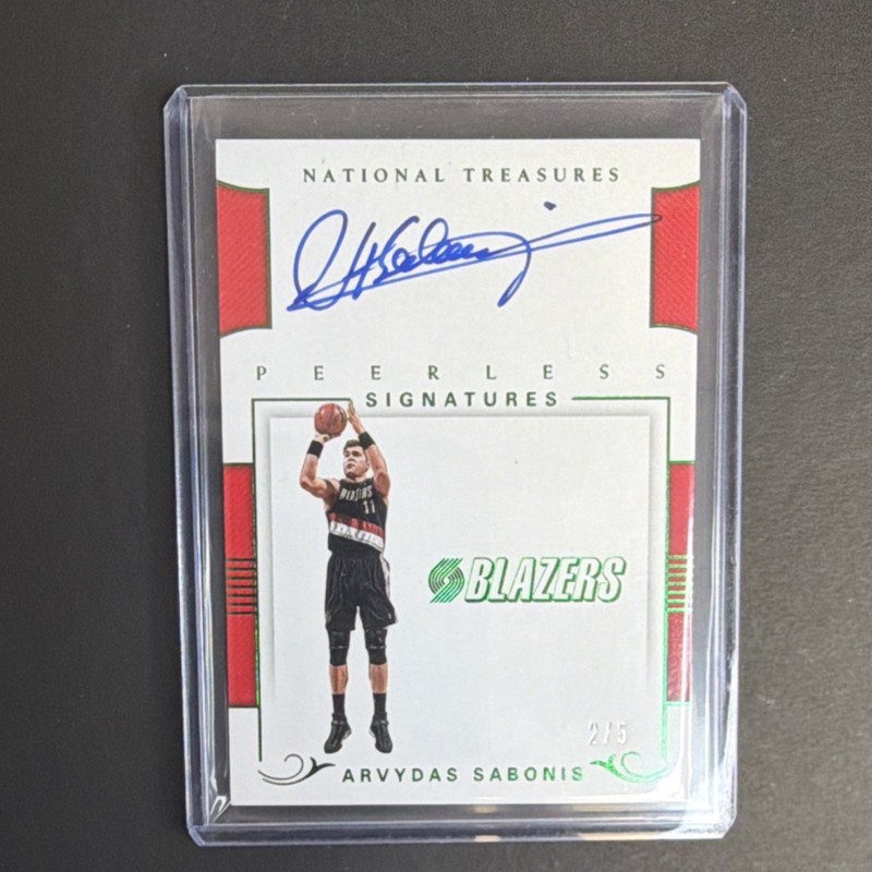 2017-18 Panini National Treasures Peerless Emerald Arvydas Sabonis Auto 2/5