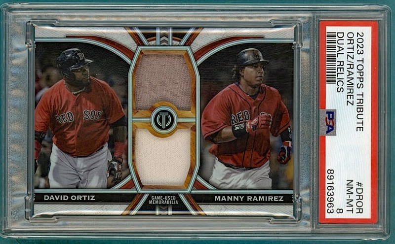 2023 Topps Tribute David Ortiz/Manny Ramirez Dual Relics /199 #DROR PSA 8! POP 1