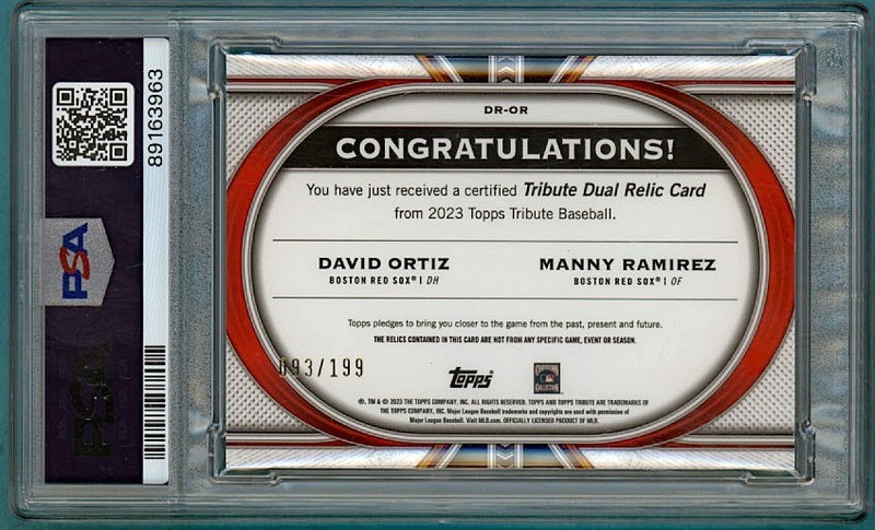2023 Topps Tribute David Ortiz/Manny Ramirez Dual Relics /199 #DROR PSA 8! POP 1 view 2