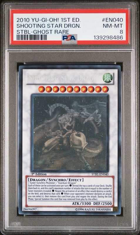 2010 YuGiOh Shooting Star Dragon 1st Edition Ghost Rare STBL-EN040 PSA 8