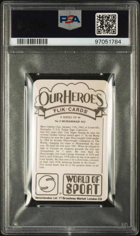 1979 Venorlandus World of Sport Our Heroes Flik-Cards Muhammad Ali #3 PSA 8 view 2