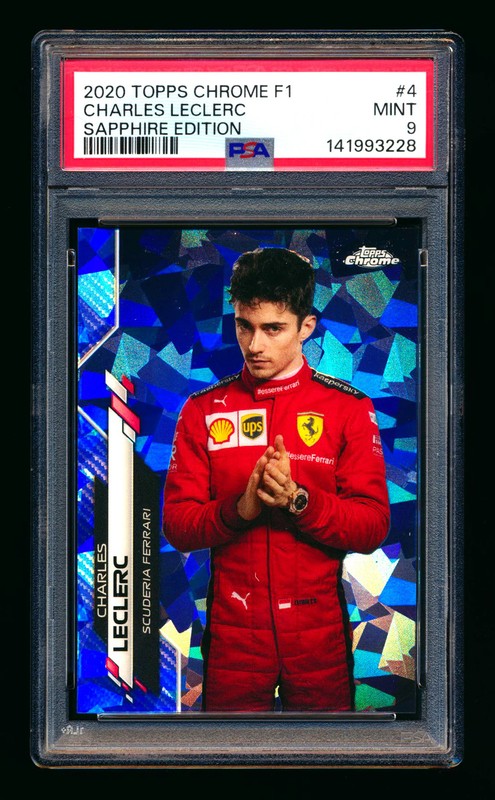 2020 Topps Chrome Sapphire F1 #4 Charles Leclerc RC Refractor Portrait PSA 9 view 1