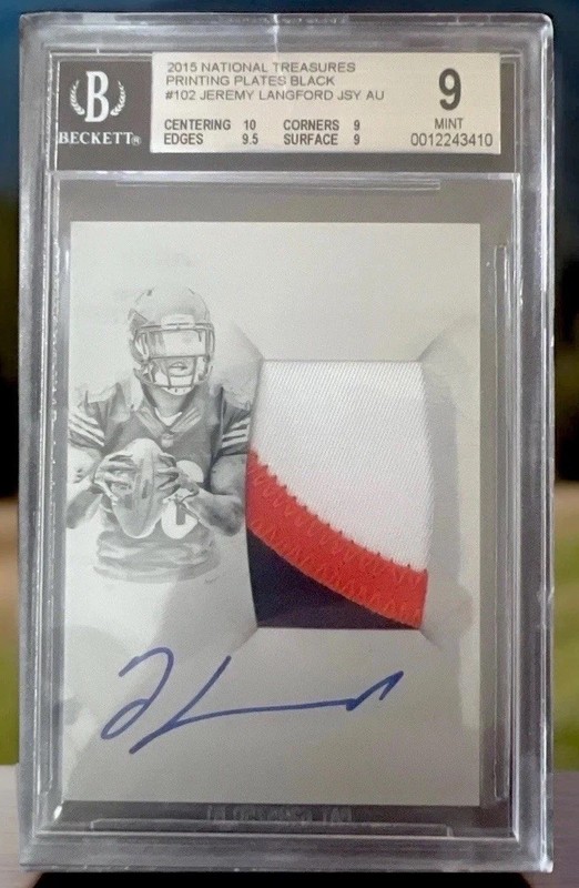 National Treasures 1/1 RPA Patch Auto BGS 9 Auto 10 Jeremy Langford view 2