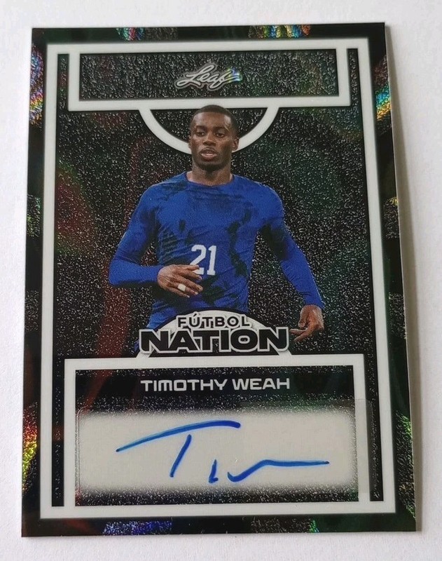 Timothy Weah 2025 Leaf Futbol Nation Black Auto 1/1 Juventus Marseille USA 🇺🇸