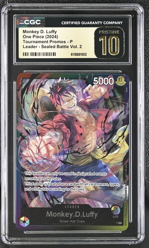 CGC 10 ENGLISH Pristine One Piece Monkey D. Luffy Sealed Battle Vol.2 Promo P L