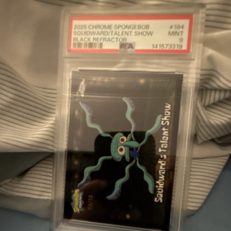 Topps 2025 Chrome SpongeBob #184 Squidward's Talent Show Black  Refractor PSA 9
