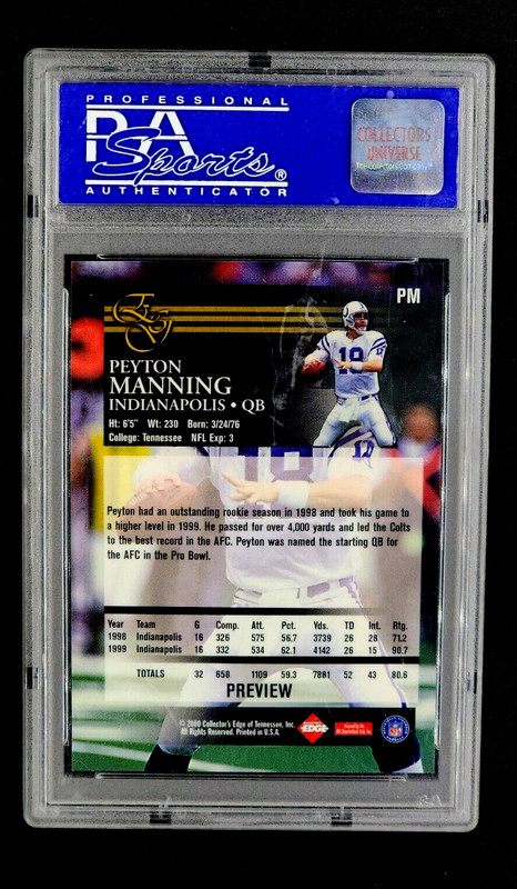 2000 Collector's Edge Graded Hawaii XV Promo PM Peyton Manning HOF PSA 10 POP 37 view 2