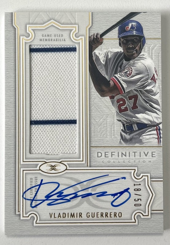 2020 topps definitive auto patch vladimir guerrero #’d 18/50