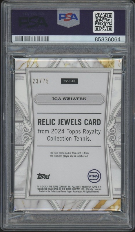2024 Topps Royalty Tennis #RCJ-IS Iga Swiatek Signed Relic Jewels /75 PSA AUTO view 2