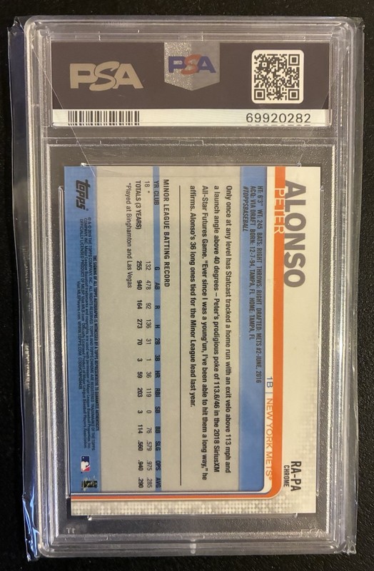 2019 Topps Chrome Auto #RA-PA Pete Alonso RC PSA 10 Gem Mint view 2