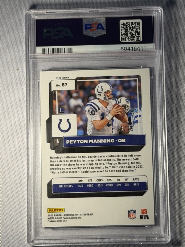 2022 Panini Donruss Optic Peyton Manning #87 Black Pandora /25 PSA 10 Pop 5! view 2