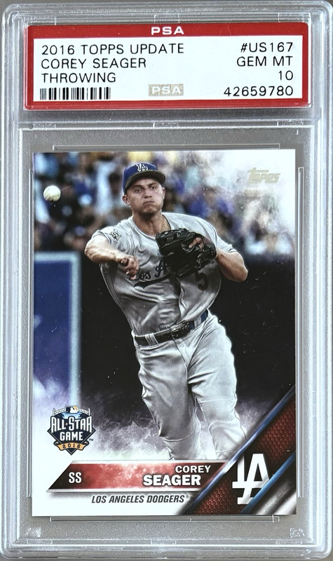 2016 TOPPS UPDATE #US167 ROOKIE COREY SEAGER PSA 10 GEM MT DODGERS view 1
