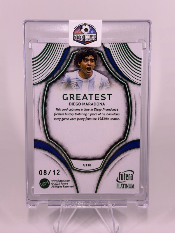Diego Maradona 8/12 Match Worn Barcelona patch  Futera Platinum view 2