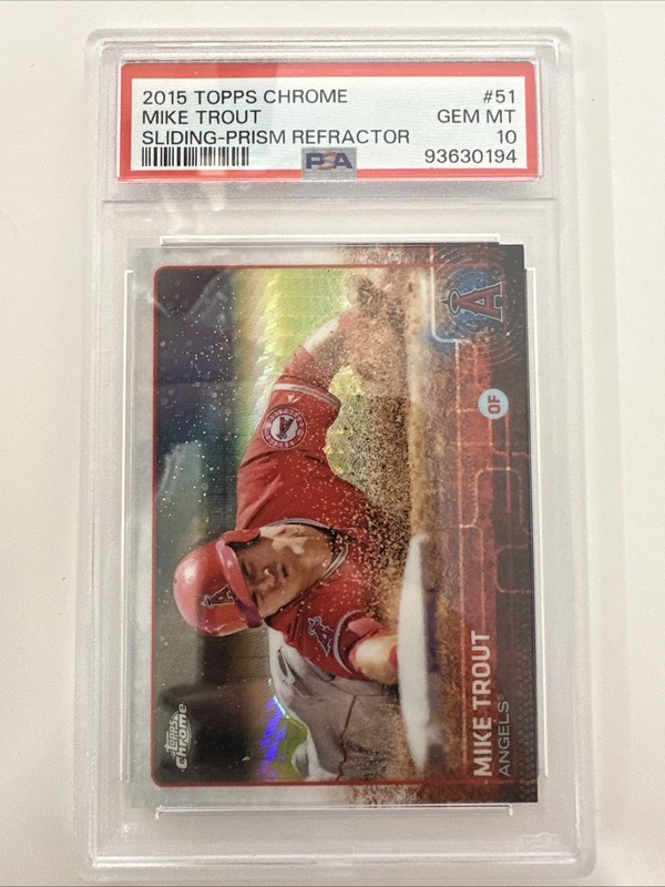 2015 Topps Chrome Mike Trout #51 Sliding Prism Refractor LA Angels PSA 10 -TCCCX