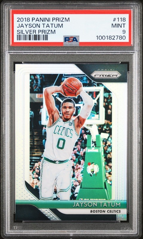 2018 2018-19 Panini Prizm Jayson Tatum #118, SILVER HOLO, Boston Celtics, PSA 9
