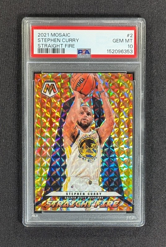 2021-22 Panini Mosaic Straight Fire Prizm Stephen Curry #2 PSA 10 GEM MINT