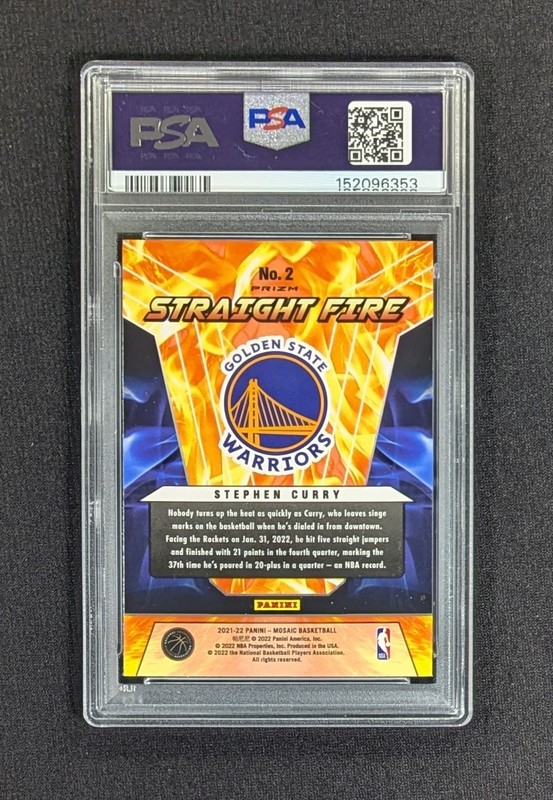 2021-22 Panini Mosaic Straight Fire Prizm Stephen Curry #2 PSA 10 GEM MINT view 2