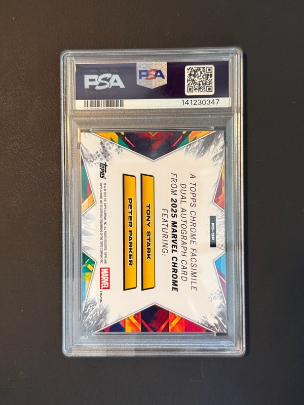 2025 Marvel Sapphire Tony Stark Peter Parker Dual Auto /10 PSA 10 Gem Mint POP 2 view 2