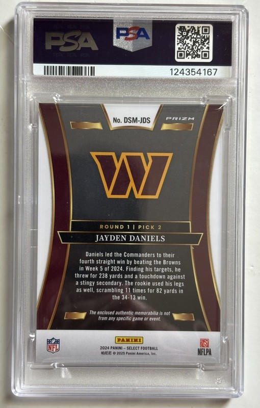 2024 Select Jayden Daniels Draft Selections Red Prizm PSA 9 MINT view 2