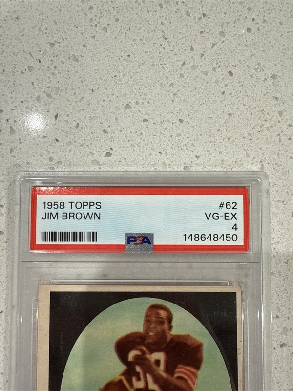 1958 Topps Jim Brown Rookie Card RC #62 PSA 4 view 2