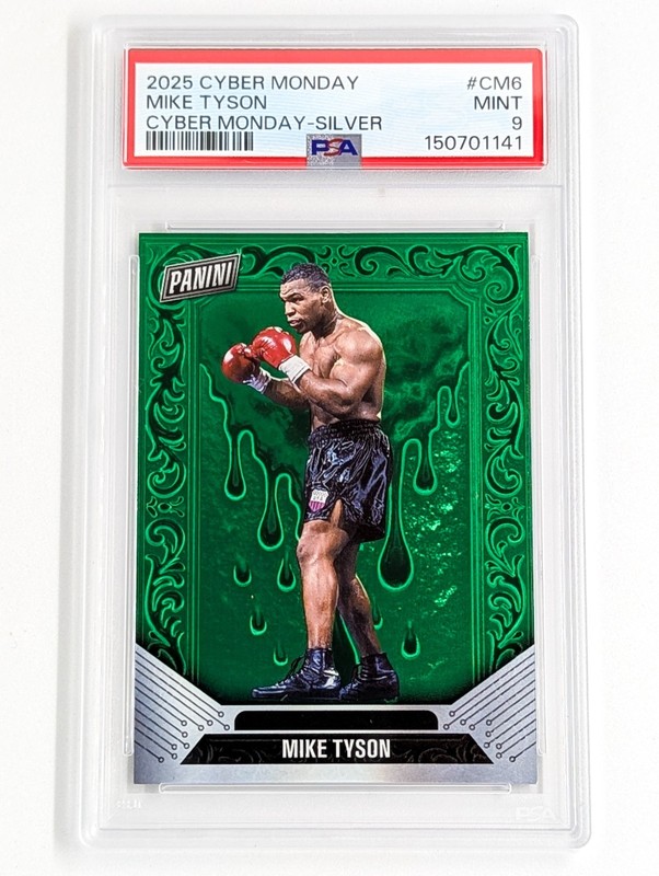 2025 Panini Cyber Monday Cyber Monday Silver (Green) #CM6 Mike Tyson /25 PSA 9