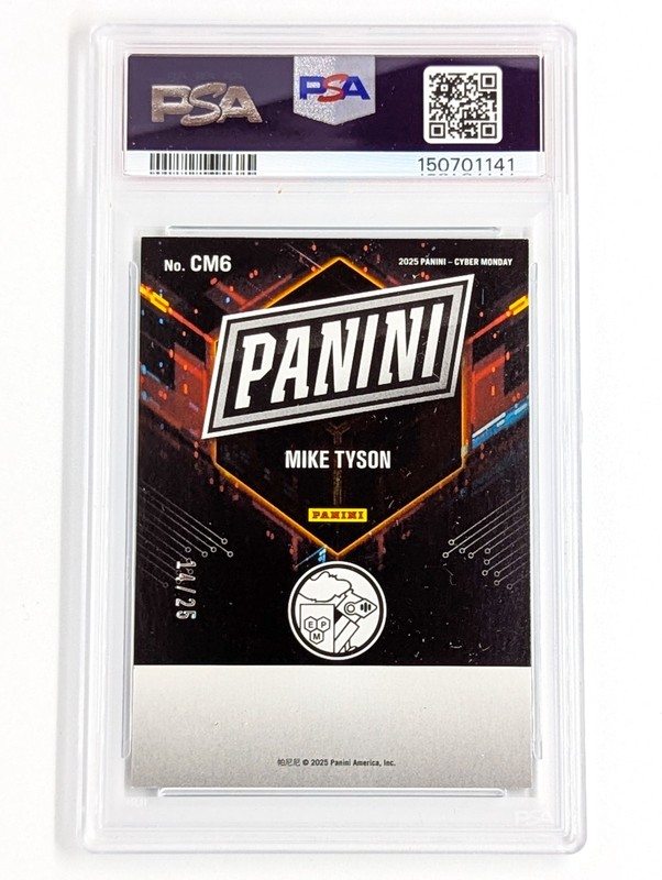 2025 Panini Cyber Monday Cyber Monday Silver (Green) #CM6 Mike Tyson /25 PSA 9 view 2