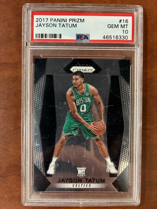 Jayson Tatum 2017-18 Panini Prizm Rookie #16 PSA 10 Gem Mint *Scratched Slab* view 1