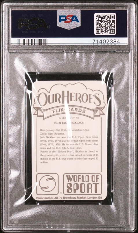 1979 Venorlandus LTD. Our Heroes World Of Sport Jack Nicklaus #22 PSA 9 view 2