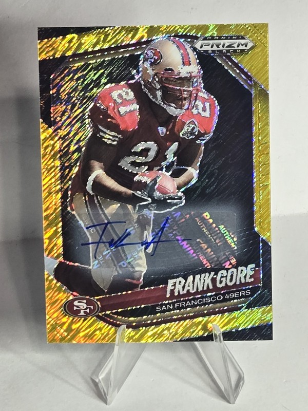 Frank Gore 2025 Panini Prizm Black Auto Prizm Gold Shimmer 2 /10 #134 SF 49ers🔥