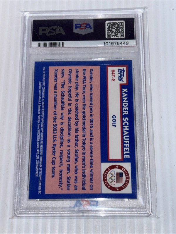 2024 Topps Chrome USOP Xander Shauffele’84 Topps US Flag Refractor PSA 9 Mint view 2