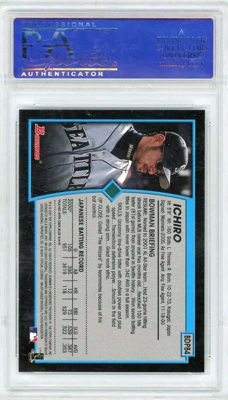 2001 Bowman Draft Picks Ichiro Suzuki #84 PSA 10 view 2
