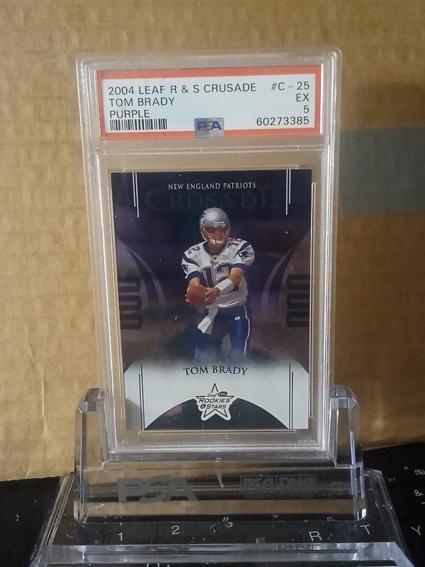 TOM BRADY 2004 Leaf Rookies and Stars Crusade Purple # /250 PSA 5 learning slab