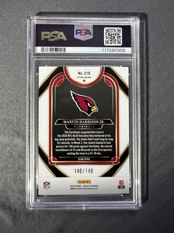 2024 Select Marvin Harrison Jr Tri Color - PSA 9 view 2